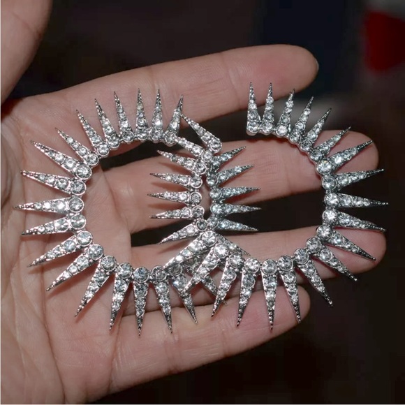 Beautiful New Sterling Silver White Sapphire Hoops - Picture 3 of 5